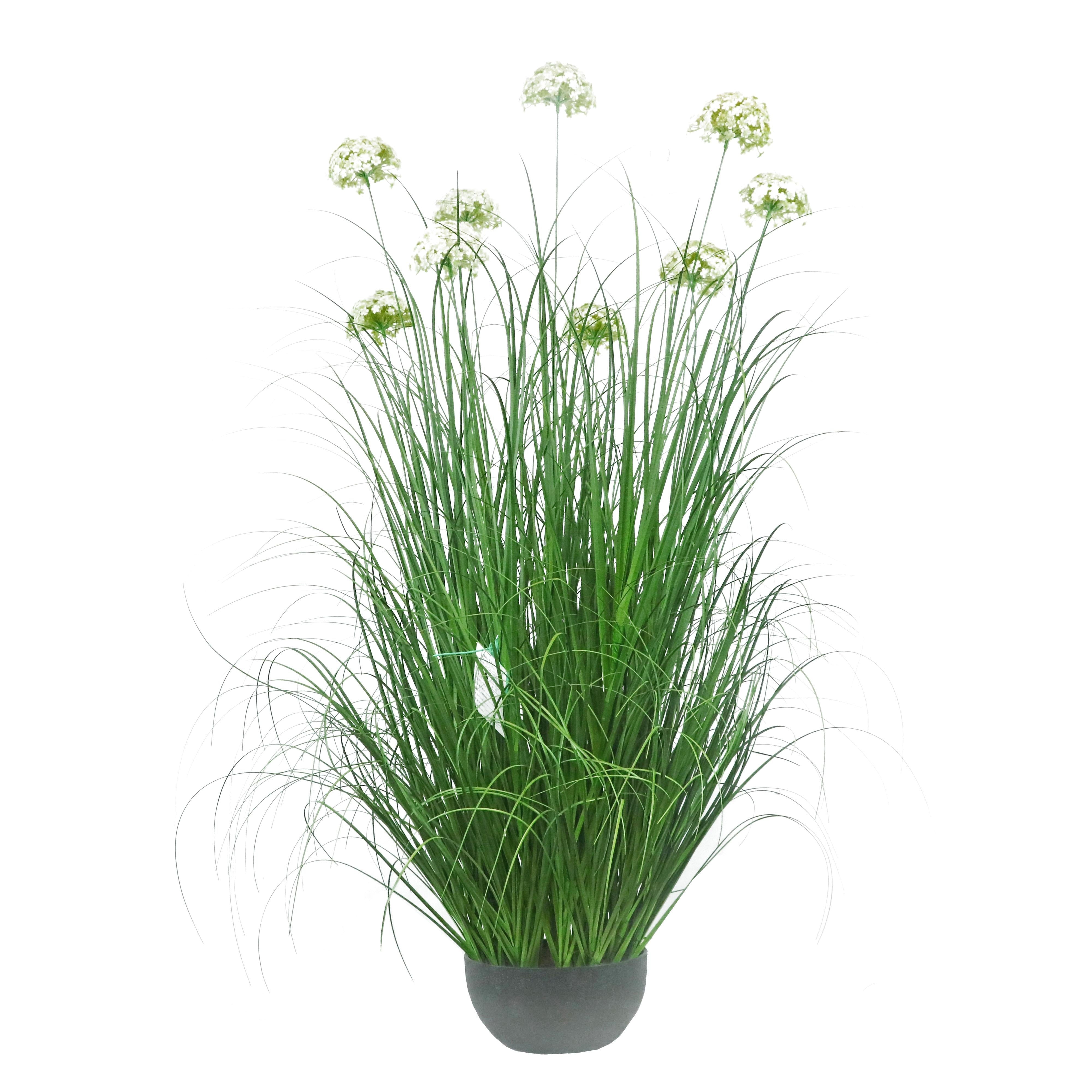 Artificial 9-Head Hydrangea with Curved Onion Grass Bonsai 55"H