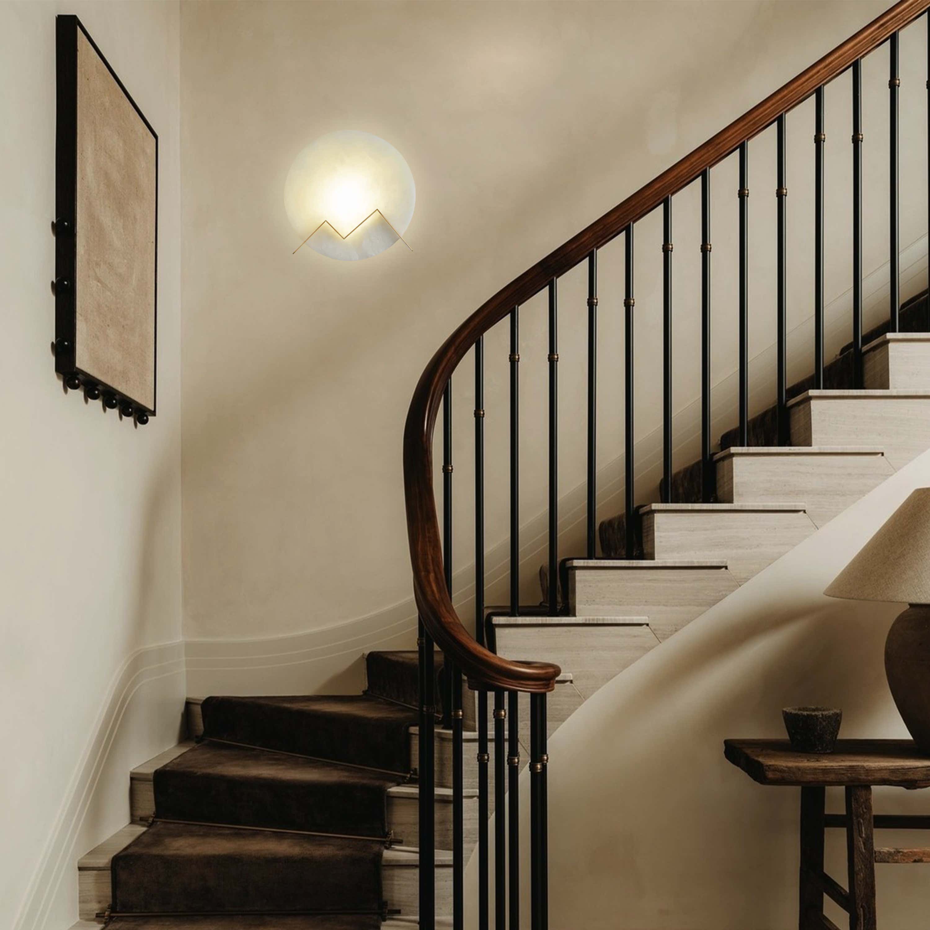 M Letter Alabaster Dish Wall Sconce 7.9"D