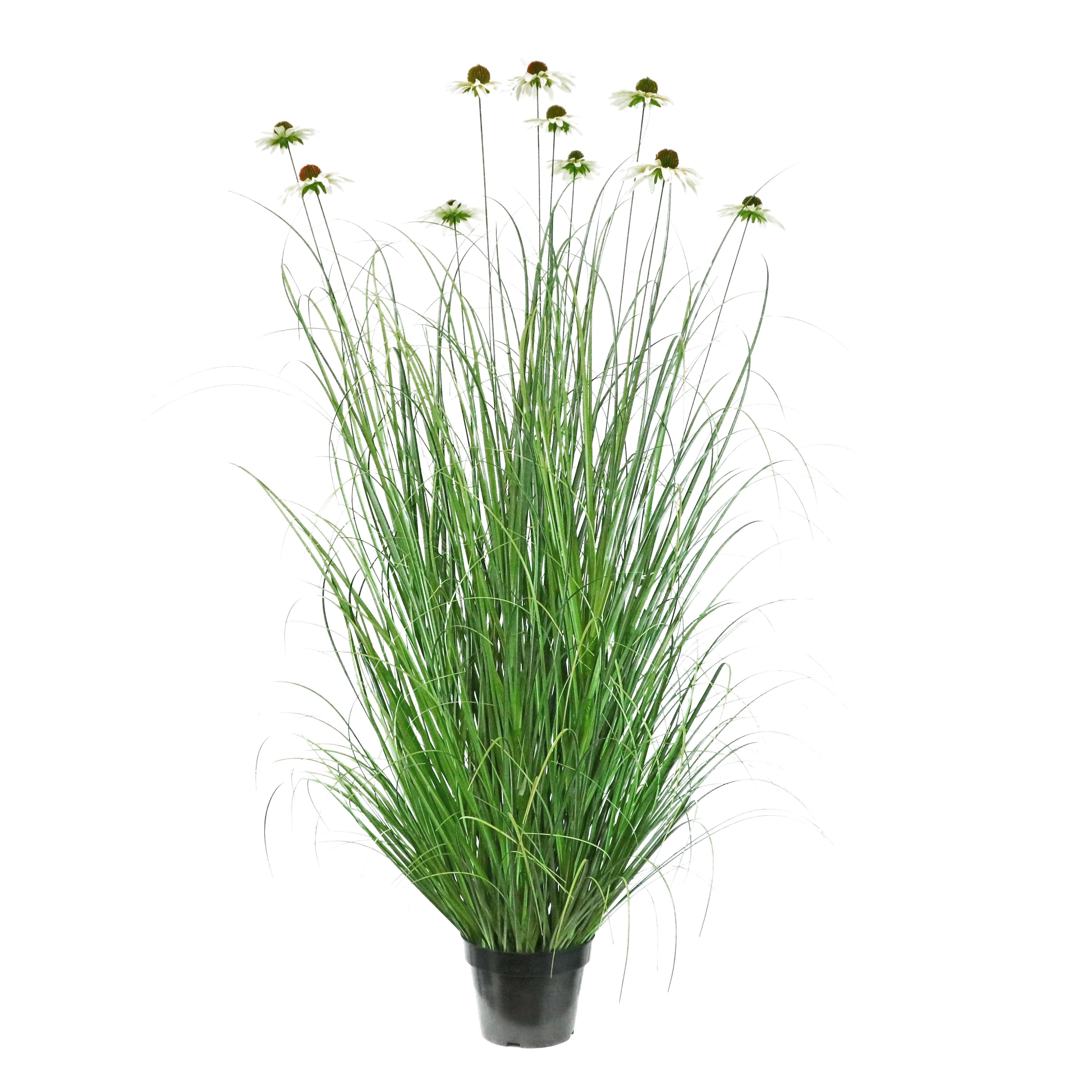 Künstliche 10-köpfige Chrysantheme mit gebogenem Zwiebelgras-Bonsai, 20 cm hoch