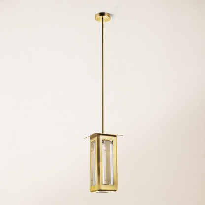 Baluster Rectangle Glass Pendant 7"W#Finish_Gold