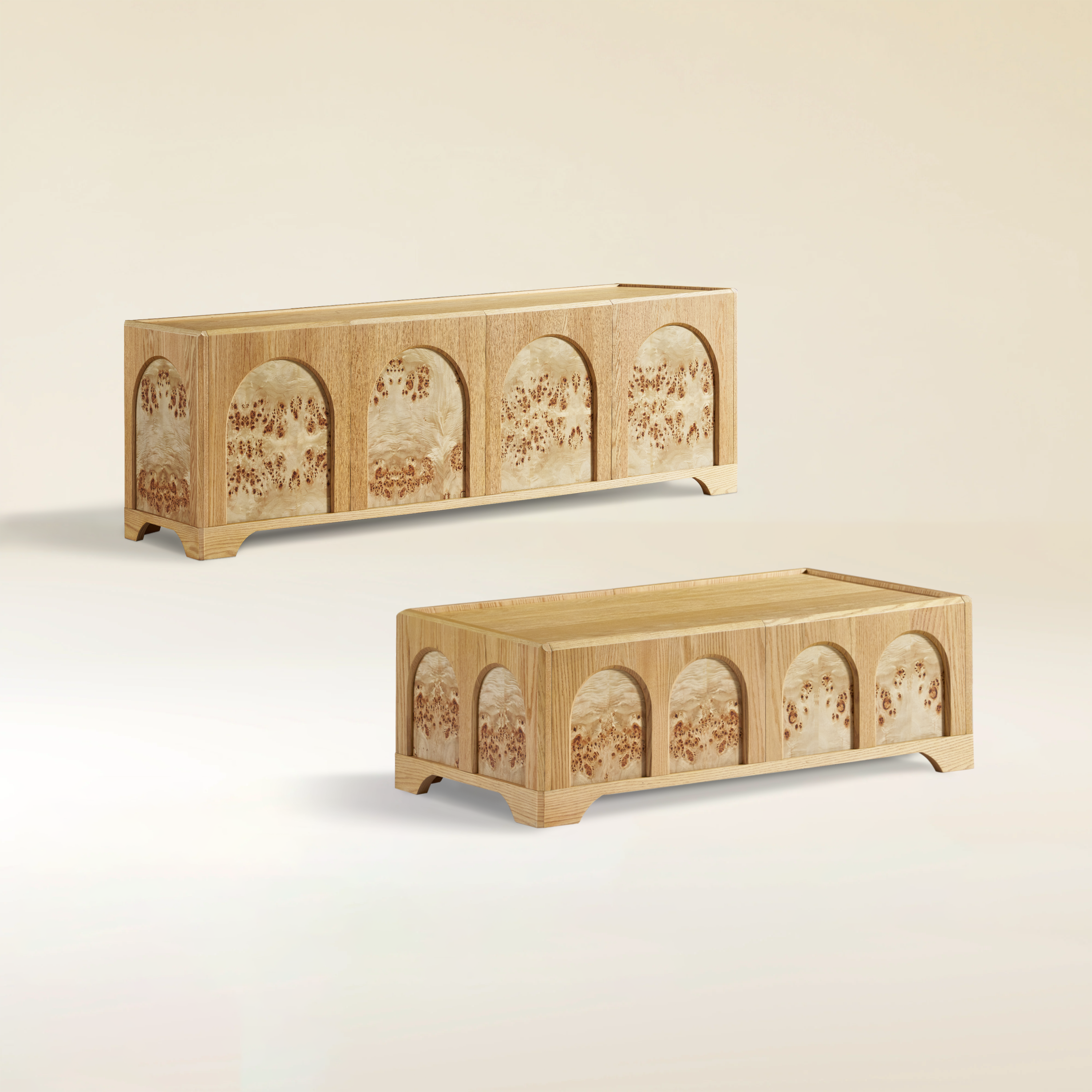 Aurora Oak Coffee Table and Media Console Set