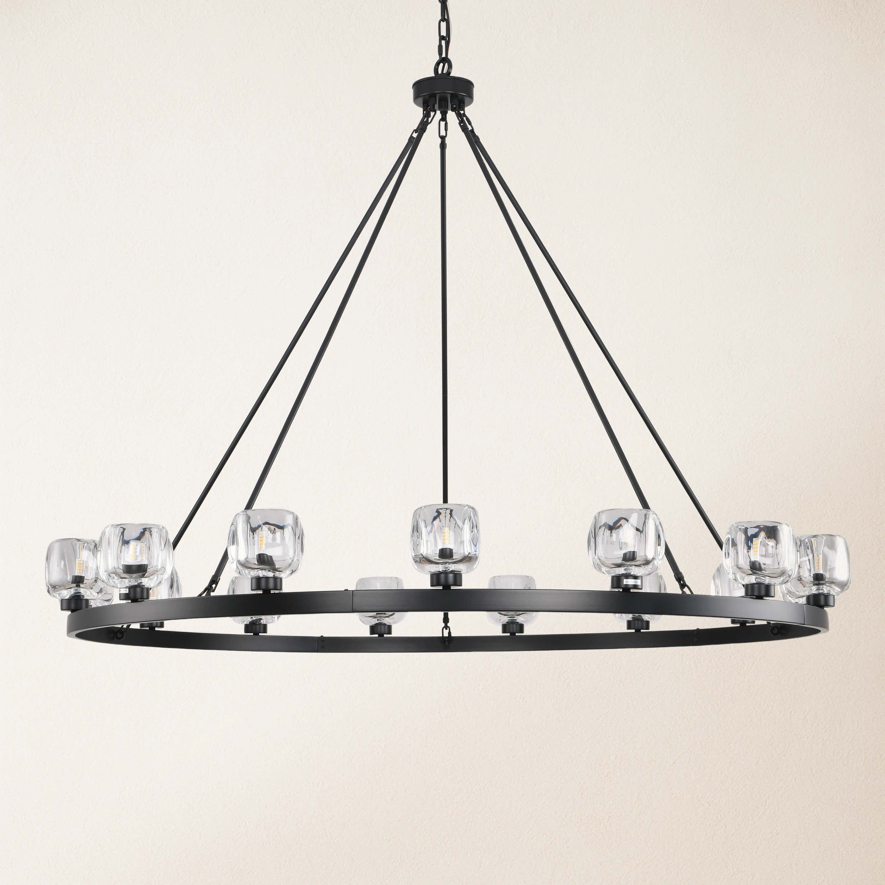 Vellum Crystal Round Chandelier 59"D#Finish_Black