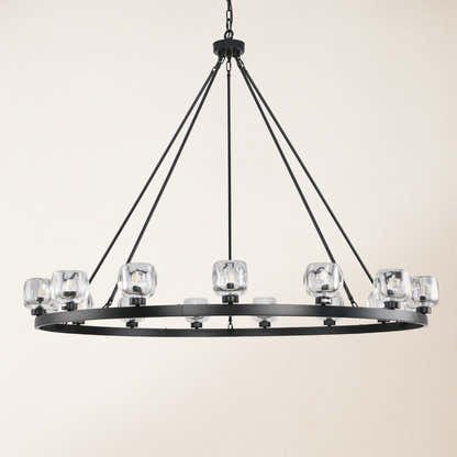 Vellum Crystal Round Chandelier 59"D#Finish_Black