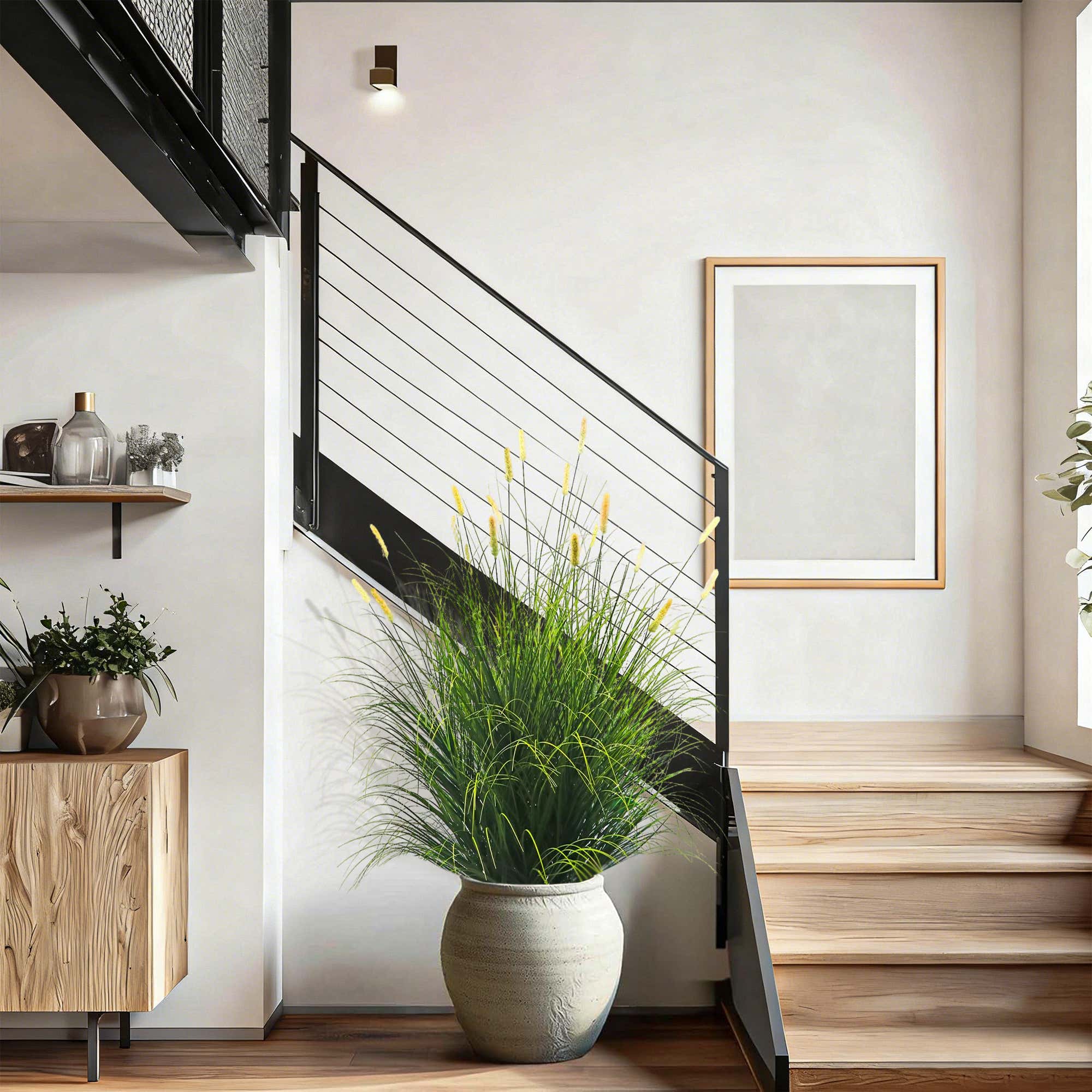 Künstliches 28-köpfiges kurzes Kieferngras mit gebogenem und geradem Zwiebelgras-Bonsai, 25,9 cm hoch