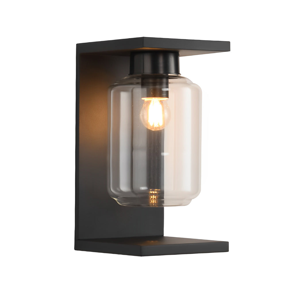 Wasserdichte LED-Glas-Wandleuchten für den Außenbereich, schwarz, moderne Solar-Wandleuchten mit Fernbedienung