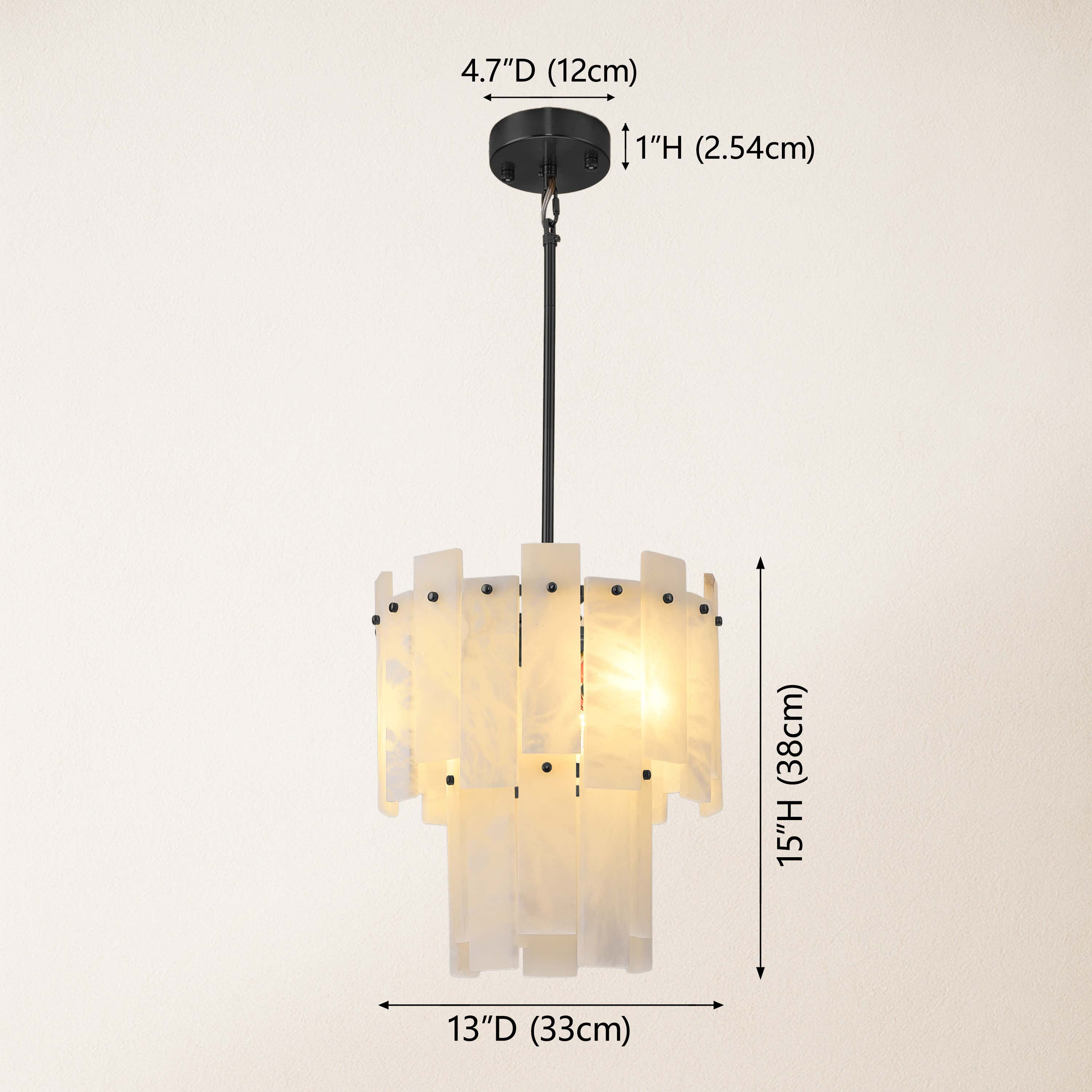 Nivislight Alabaster 2-stufige Rund-Pendelleuchte 13"