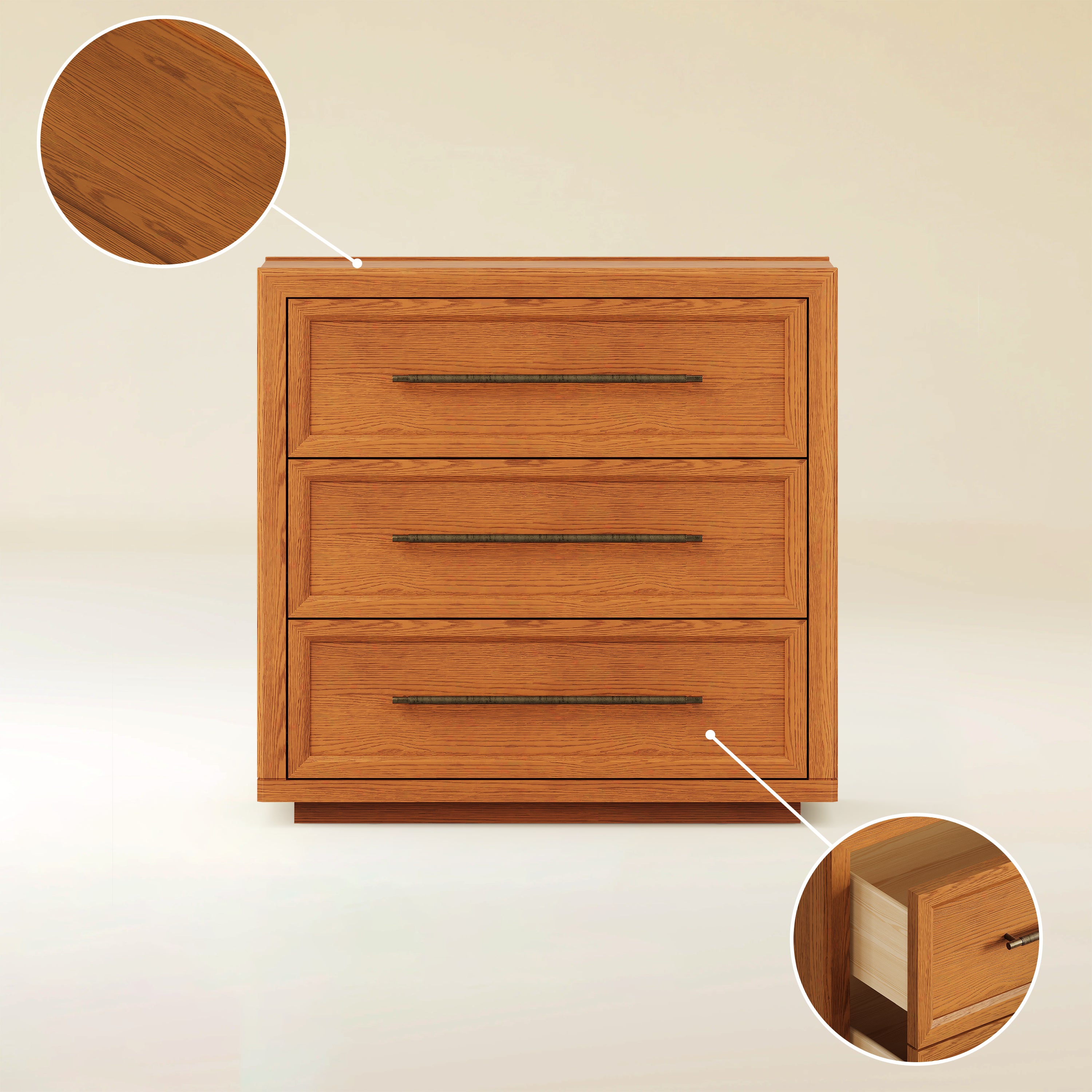Alvar 32″ Oak 3-Drawer Chest