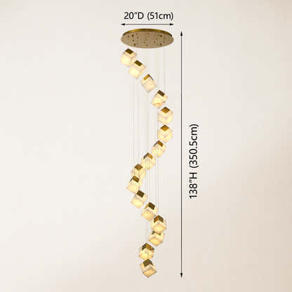 Dave Alabaster High Ceiling Staircase Chandelier 20"D#Finish_Gold