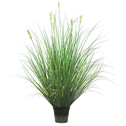 Künstliches 8-köpfiges kurzes Kieferngras mit gebogenem Zwiebelgras-Bonsai, 5,5 Zoll hoch