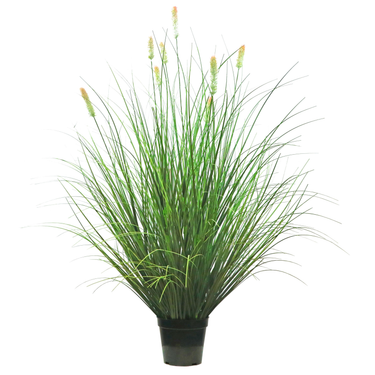 Künstliches 8-köpfiges kurzes Kieferngras mit gebogenem Zwiebelgras-Bonsai, 5,5 Zoll hoch