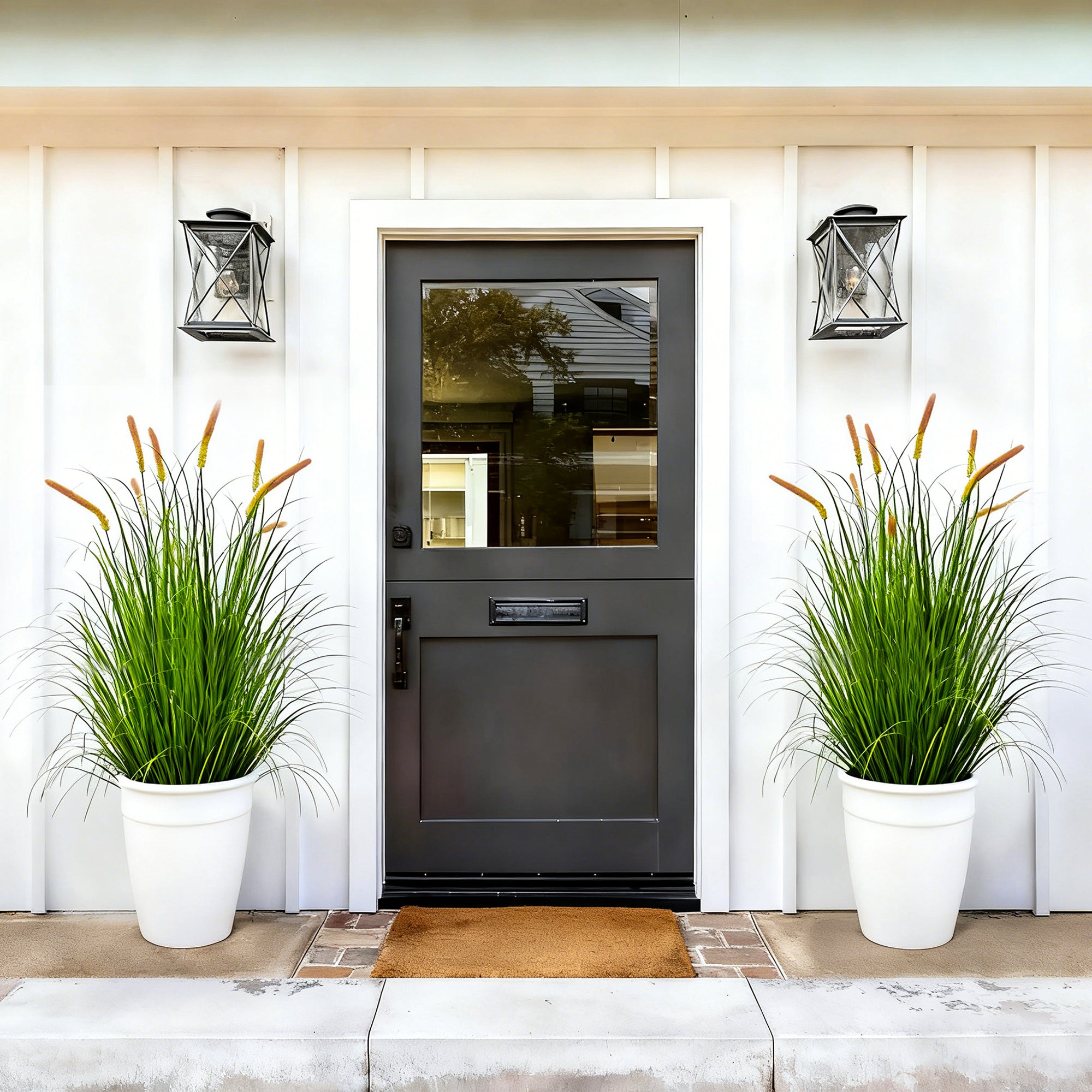 Artificial 8-Head Long Cat Tail with Curved Onion Grass Bonsai 55"H