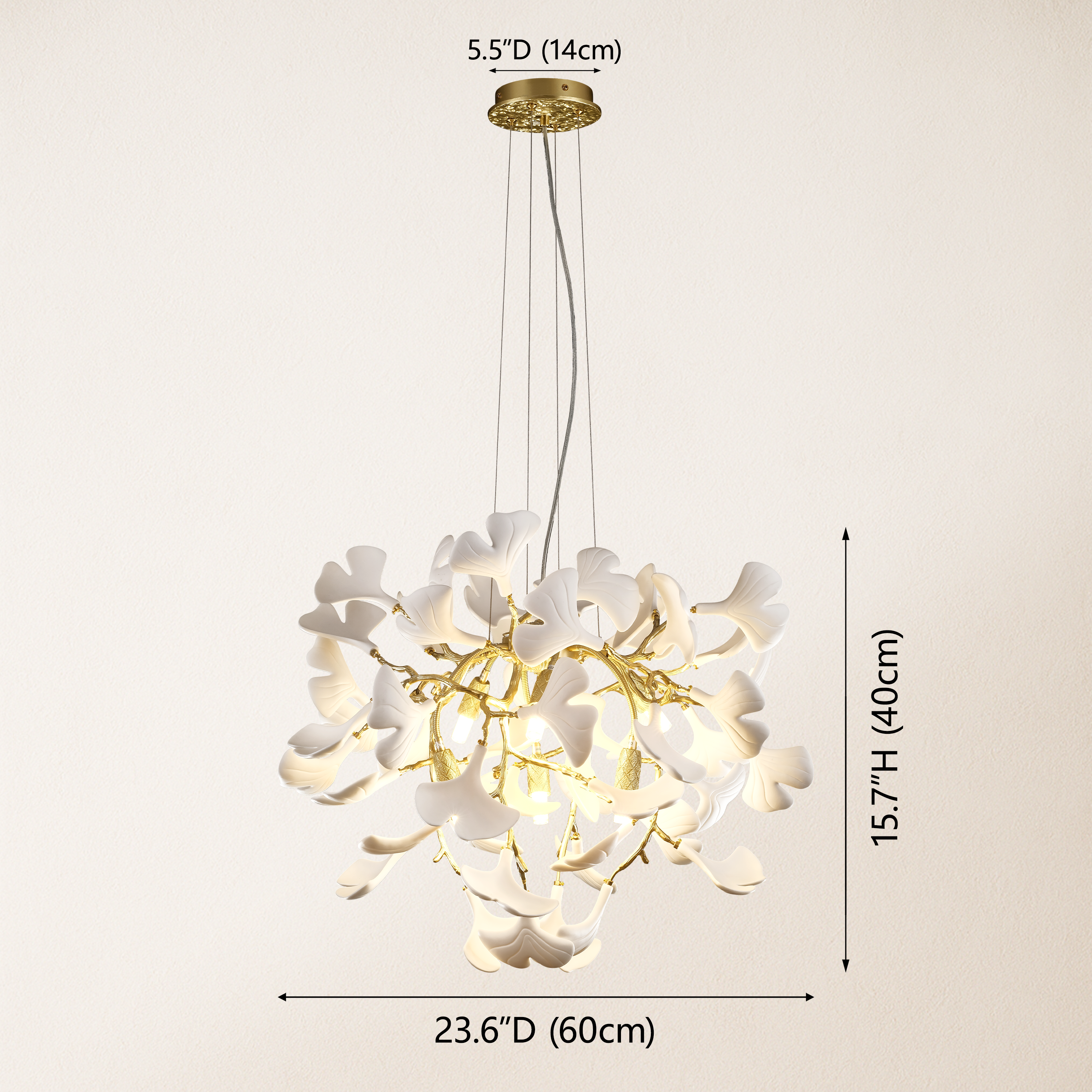 Twilight Branches Keramik-Leuchtleuchter, rund, 59,4 cm Durchmesser