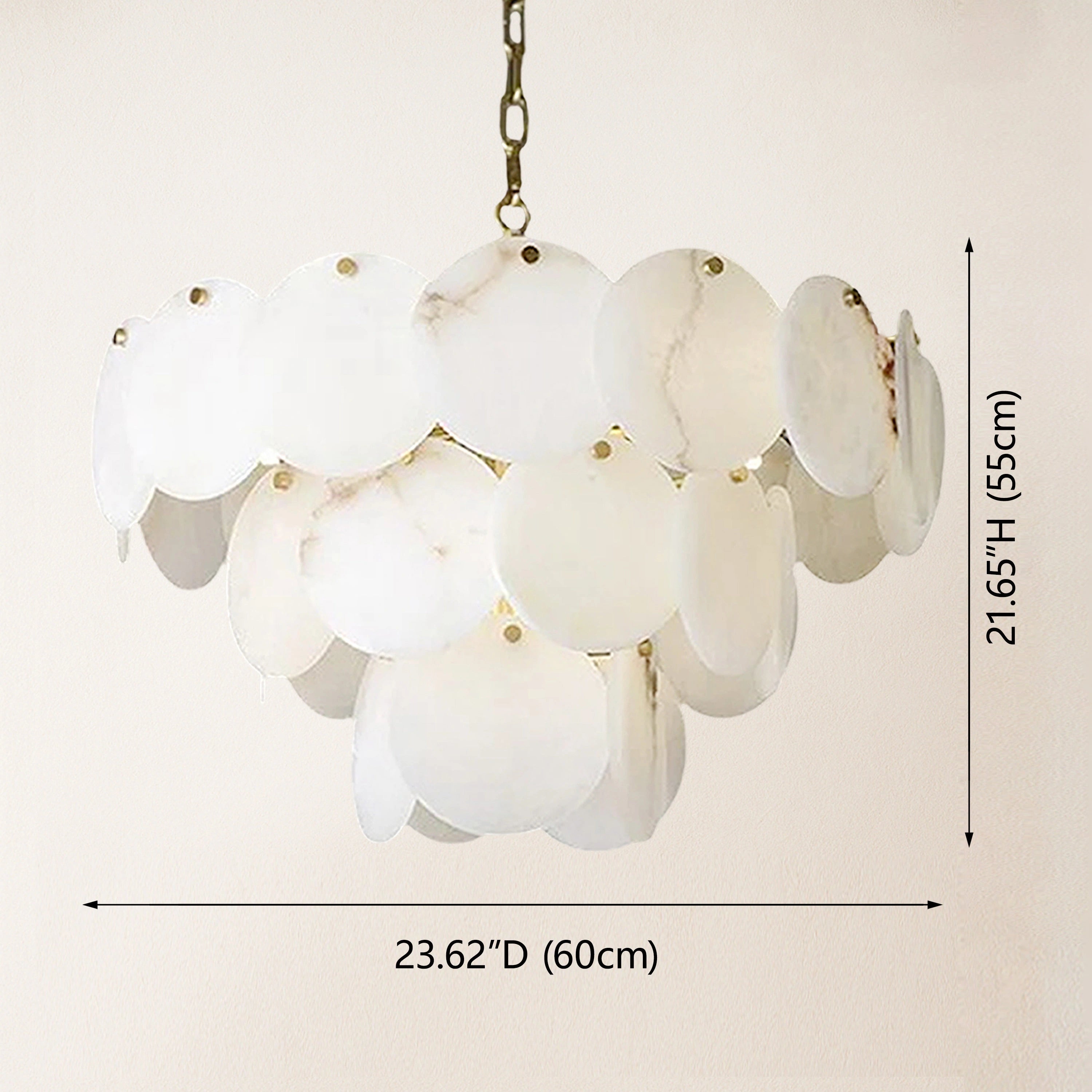 Egwent Alabaster Dish Magnolia Mehrstufiger runder Kronleuchter 23"D