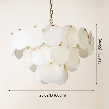 Egwent Alabaster Dish Magnolia Mehrstufiger runder Kronleuchter 23"D