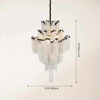 Teresa  Cadena Metal Tassel Chandelier 24"W