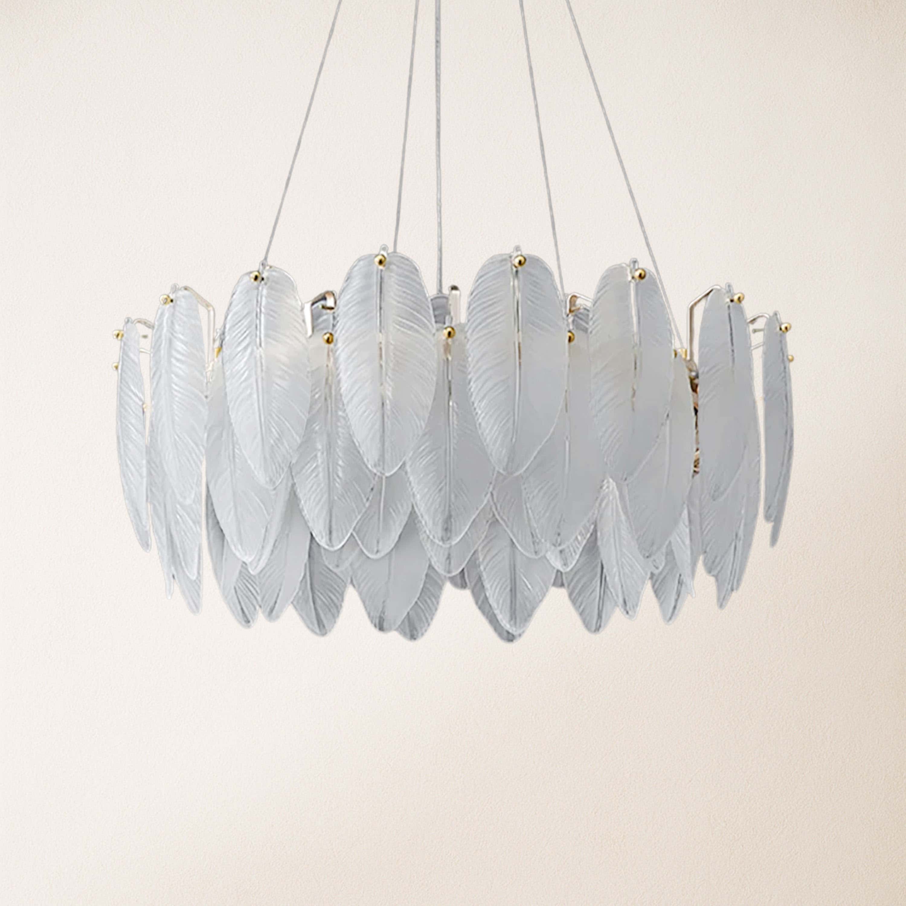 Avelis Glass Feather Round Chandelier 23.6"D