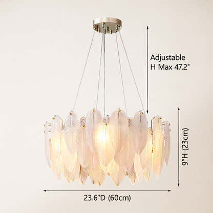 Avelis Glass Feather Round Chandelier 23.6"D