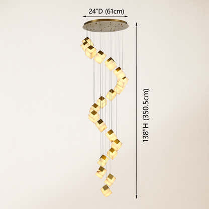 Dave Alabaster High Ceiling Staircase Chandelier 24"D