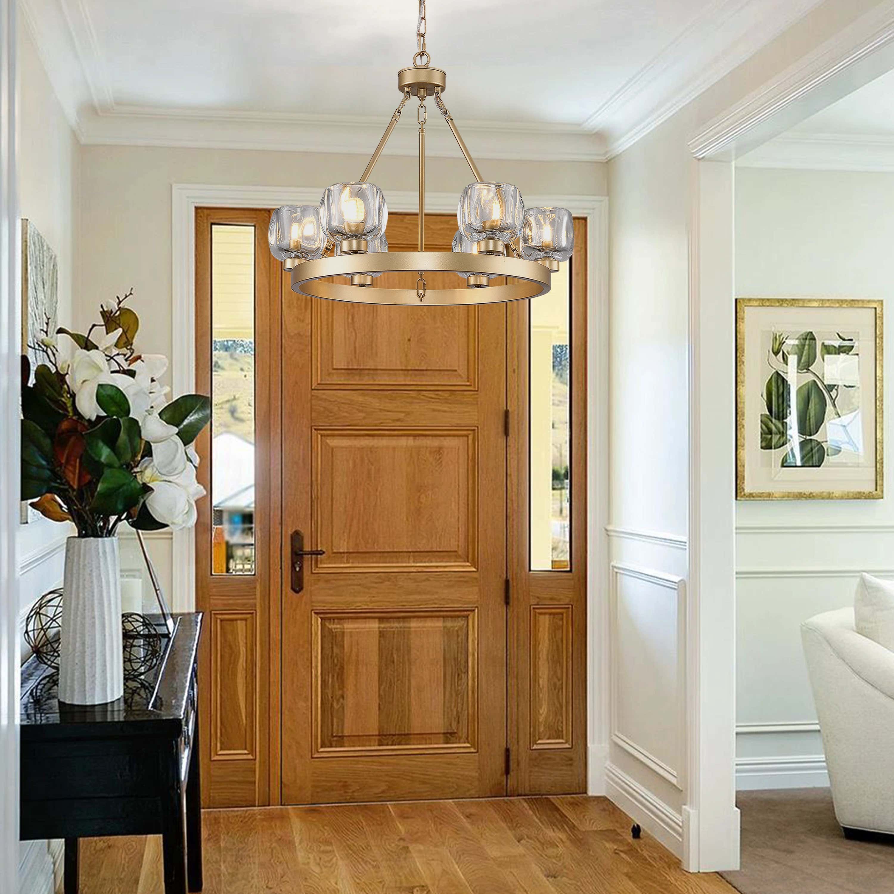 Vellum Round Chandelier 24"D#Finish_Gold