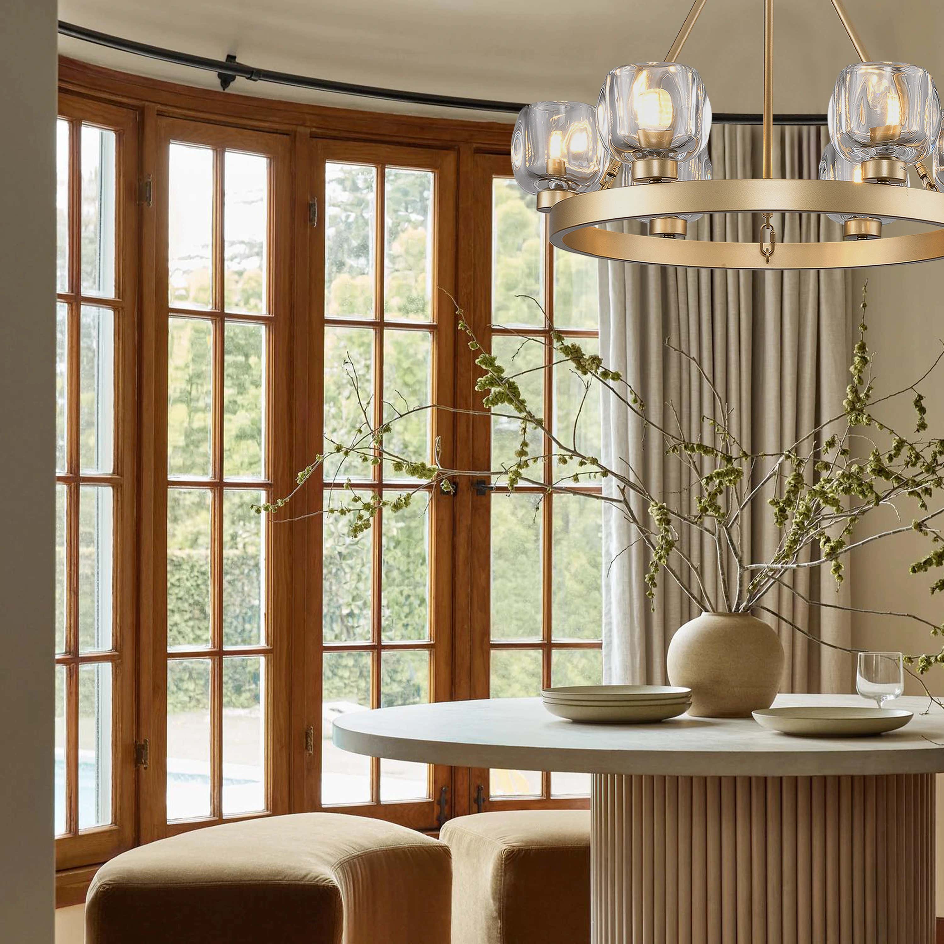 Vellum Round Chandelier 24"D#Finish_Gold