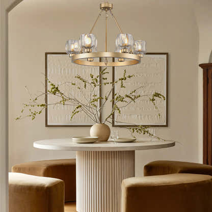 Vellum Round Chandelier 24"D#Finish_Gold