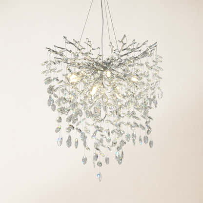 Frostleaf Crystal Grand Cascade Branches Chandelier 24"D#Finish_Silver