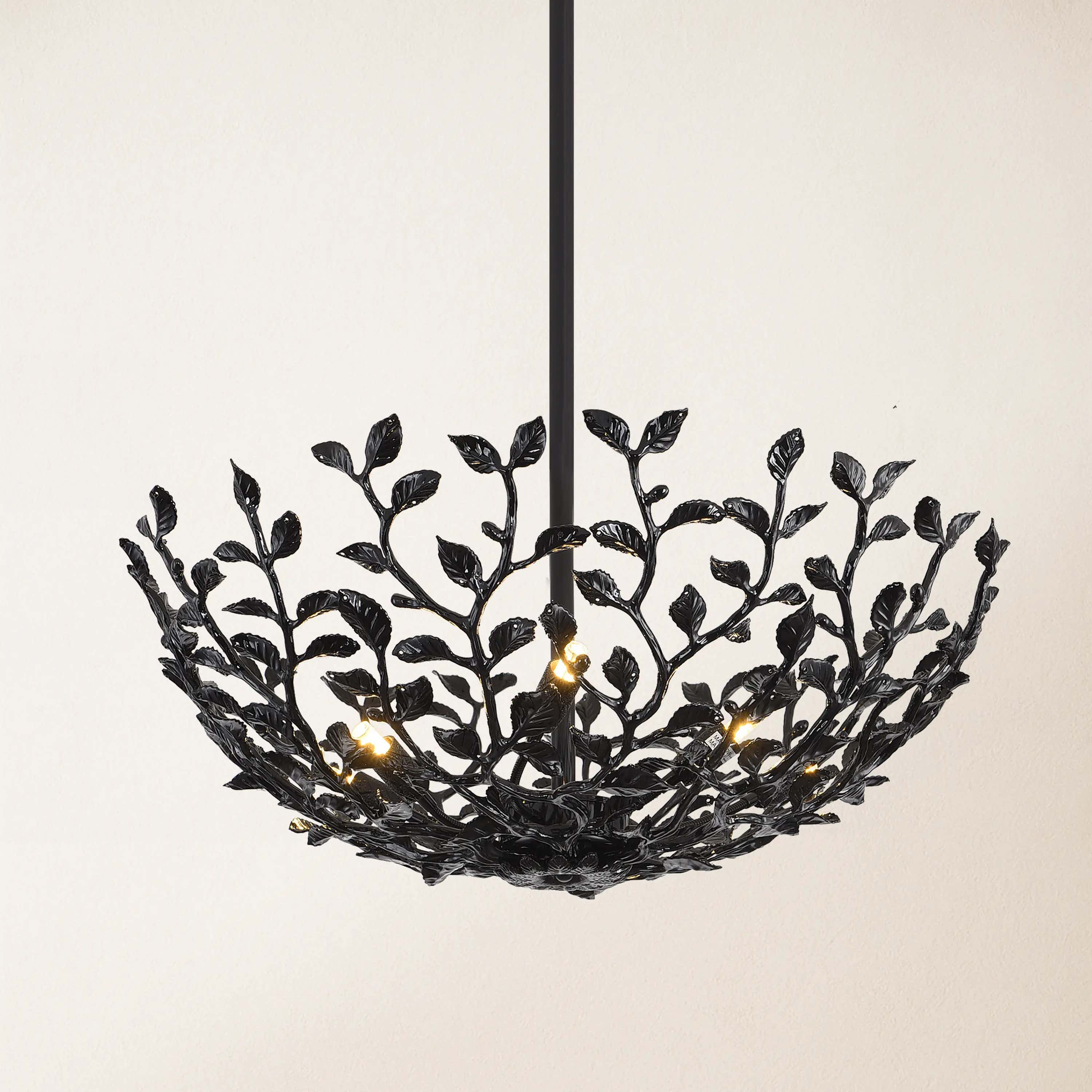 Elara Black Tree Branch Semi Flush Mount Chandelier 26"D