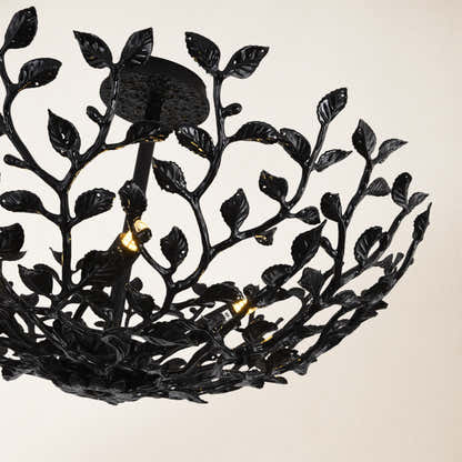 Elara Black Tree Branch Semi Flush Mount Chandelier 26"D