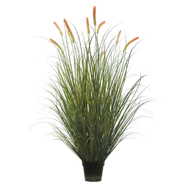 Künstlicher 14-köpfiger langer Katzenschwanz mit gebogenem Zwiebelgras-Bonsai, 9,4" H