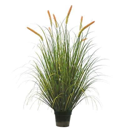 Künstlicher 8-köpfiger langer Katzenschwanz mit gebogenem Zwiebelgras-Bonsai, 18 cm hoch