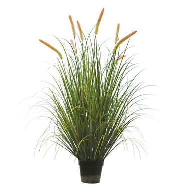 Künstlicher 8-köpfiger langer Katzenschwanz mit gebogenem Zwiebelgras-Bonsai, 18 cm hoch