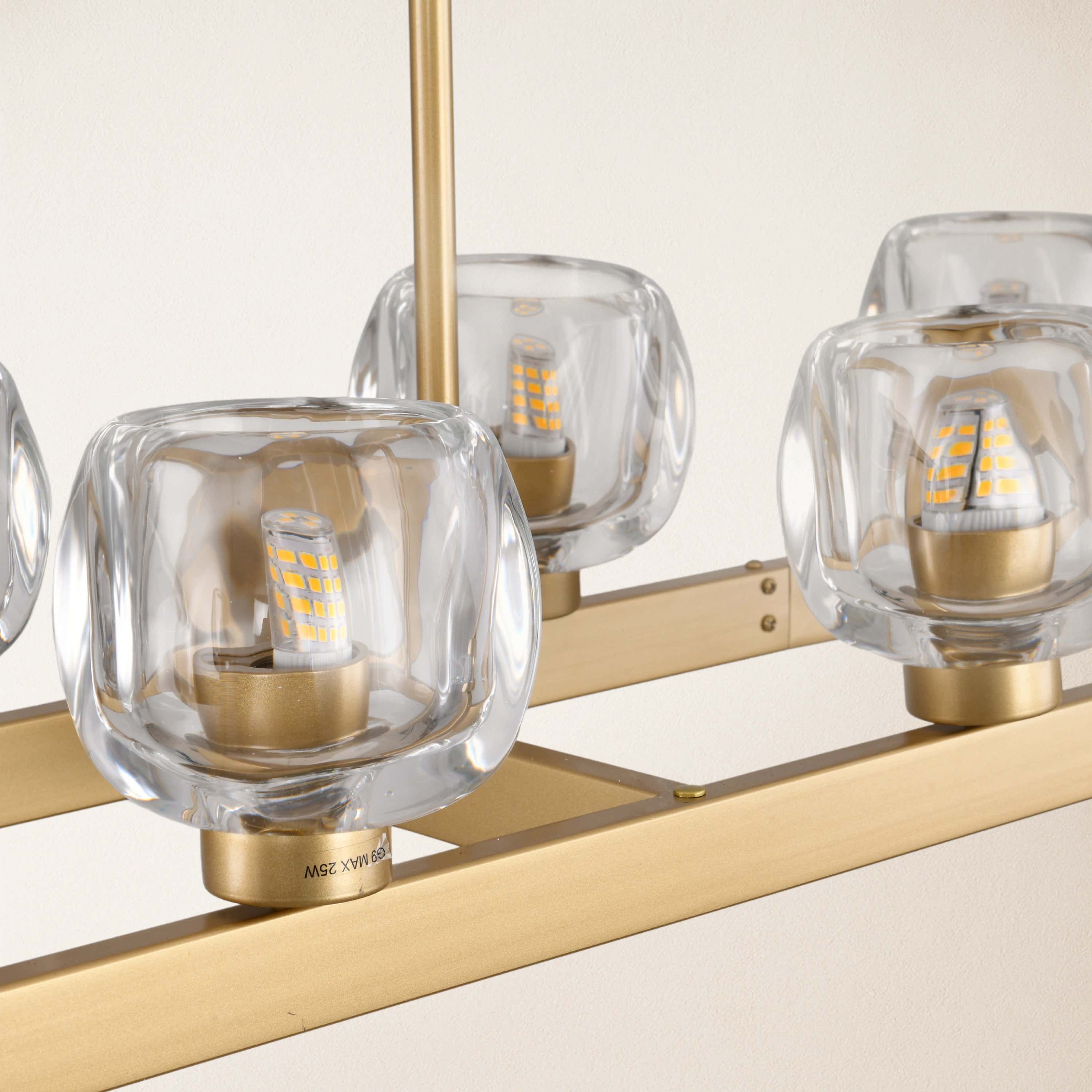 Vellum Rectangular Chandelier 59"W#Finish_Gold