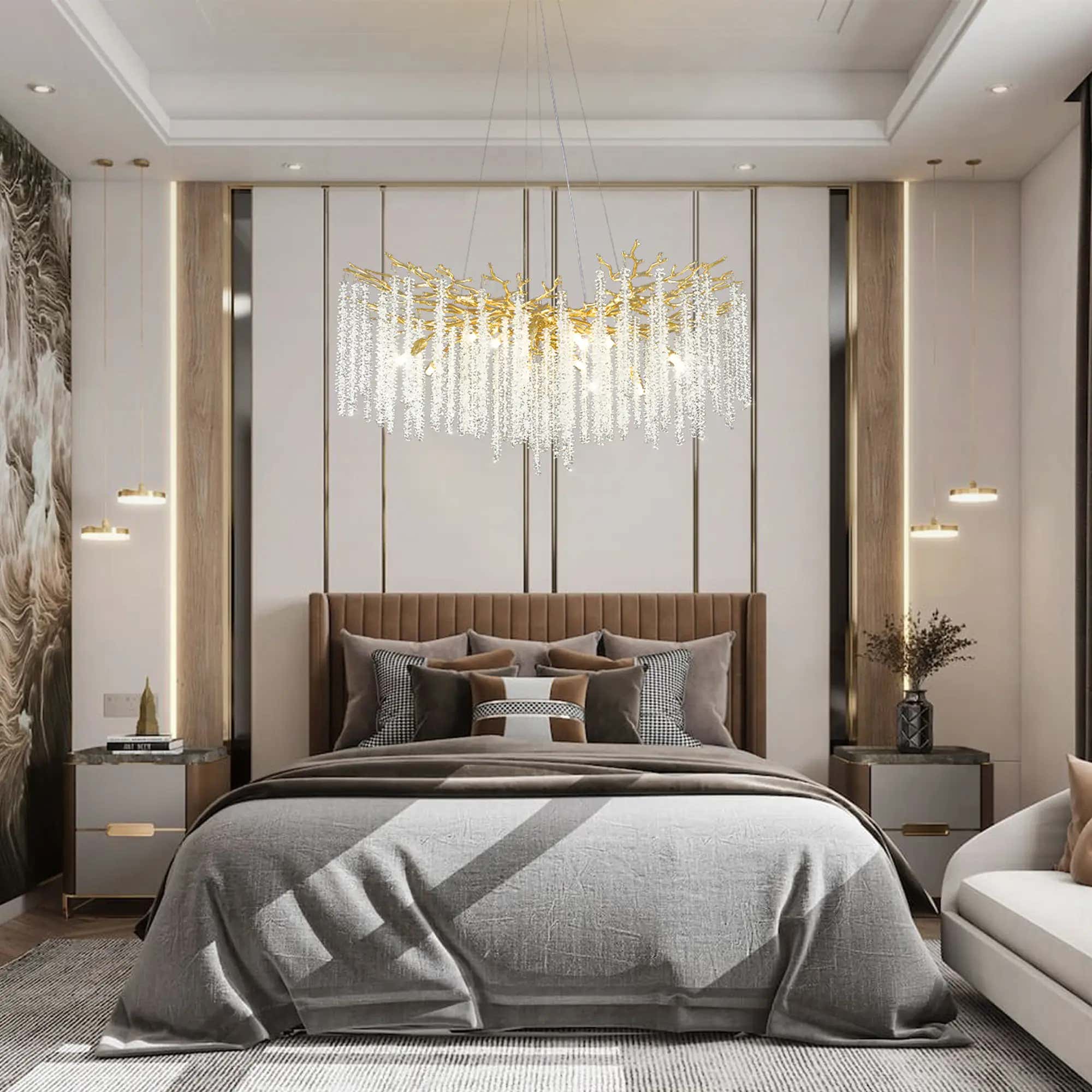 Snow Tree Branch Crystal Chandelier 40"D#Finish_Gold