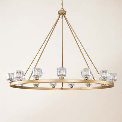 Vellum Round Chandelier 48"D#Finish_Gold