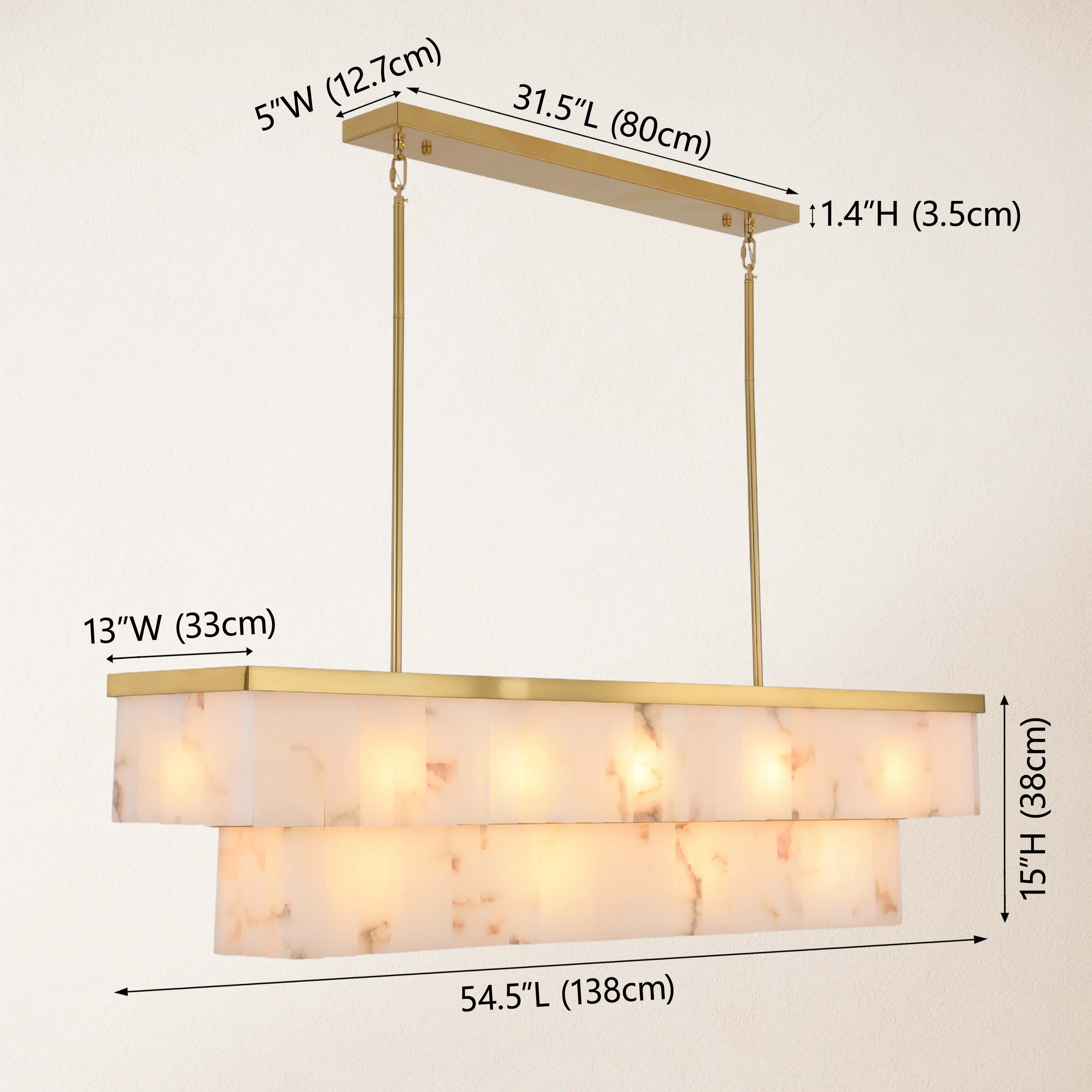 Solmare Alabaster Rectangular Chandelier 55"W