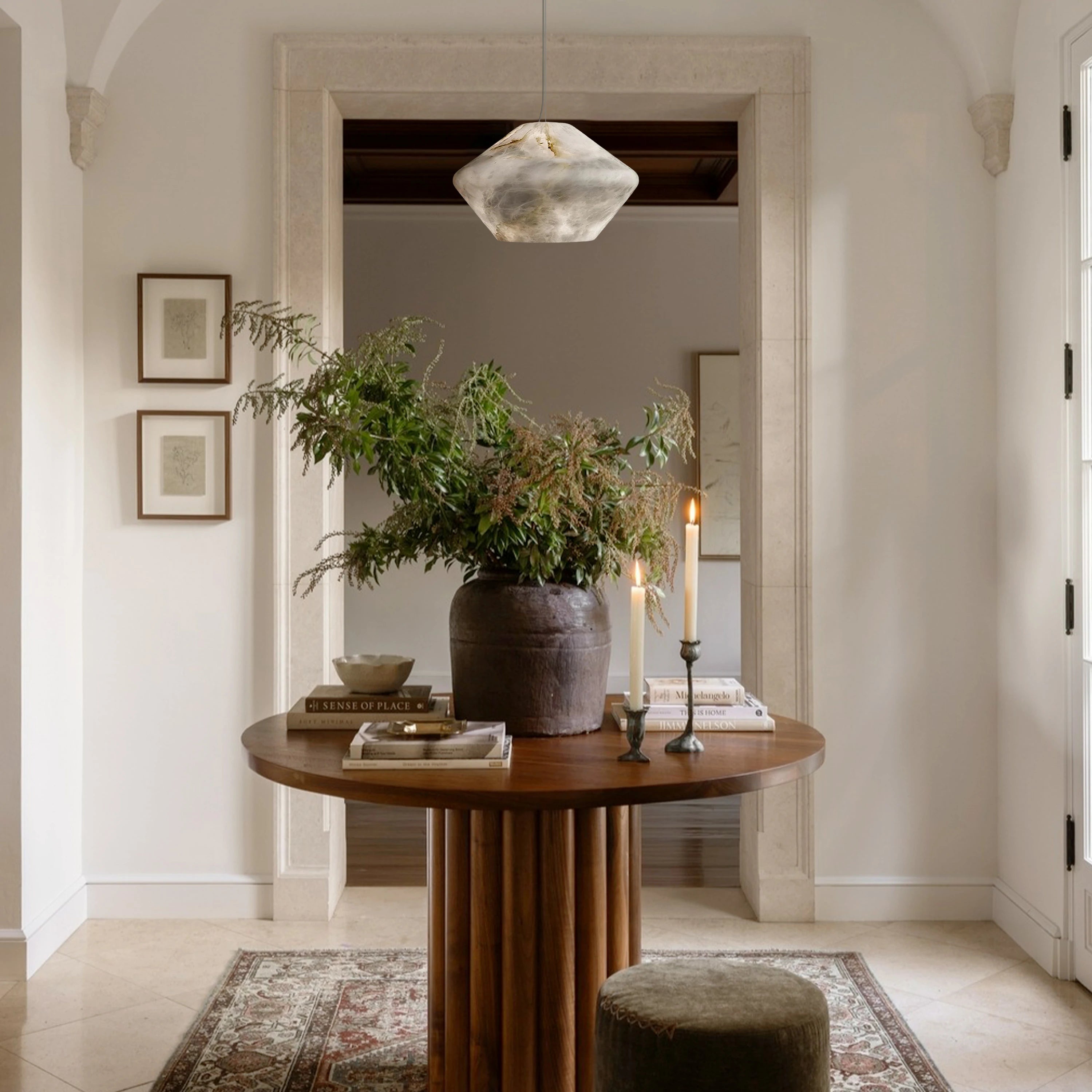 Dadaly Alabaster Popular Small Art Pendant Light 10"W