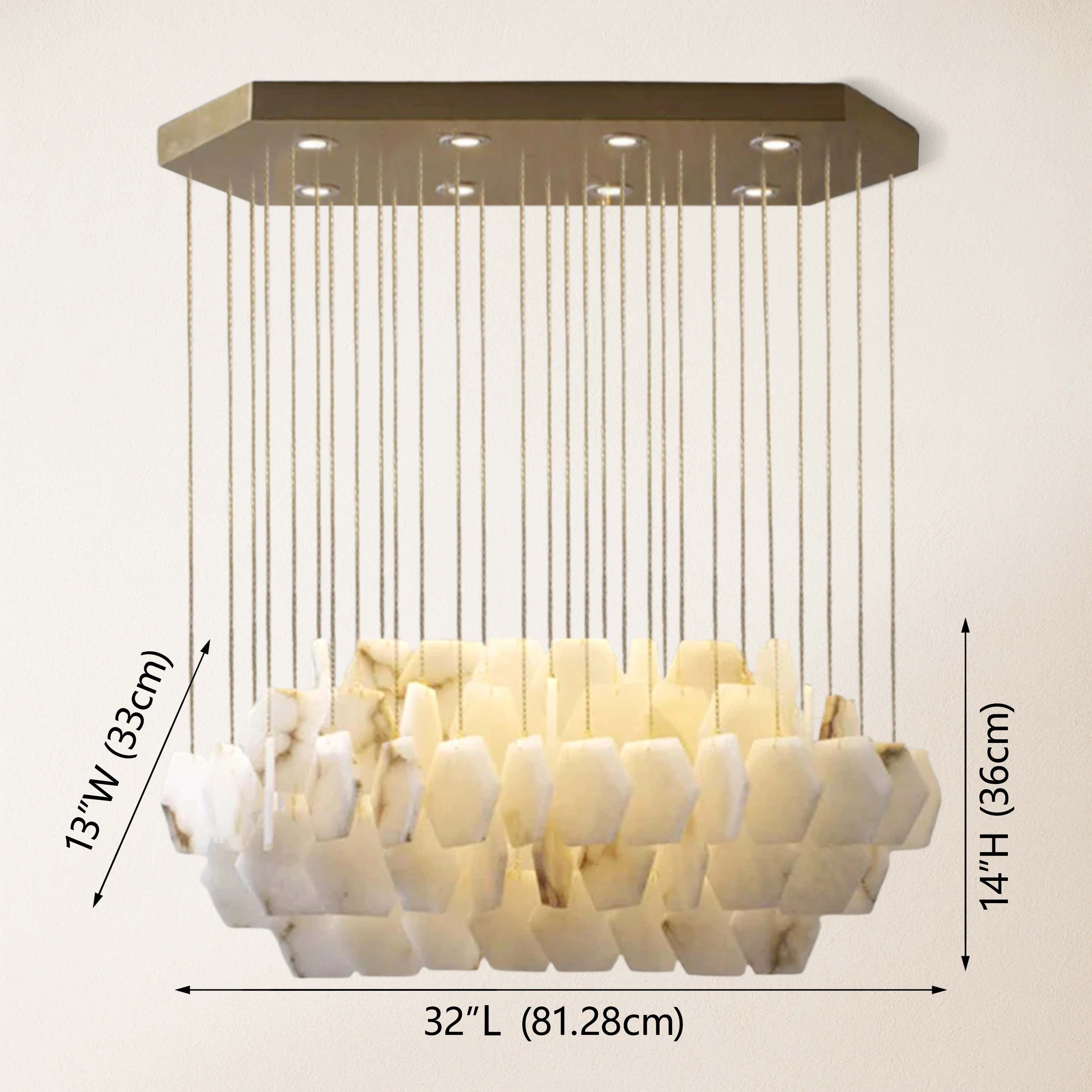 Talan Natural Alabaster Modern Chandelier 32''W#Finish_Gold