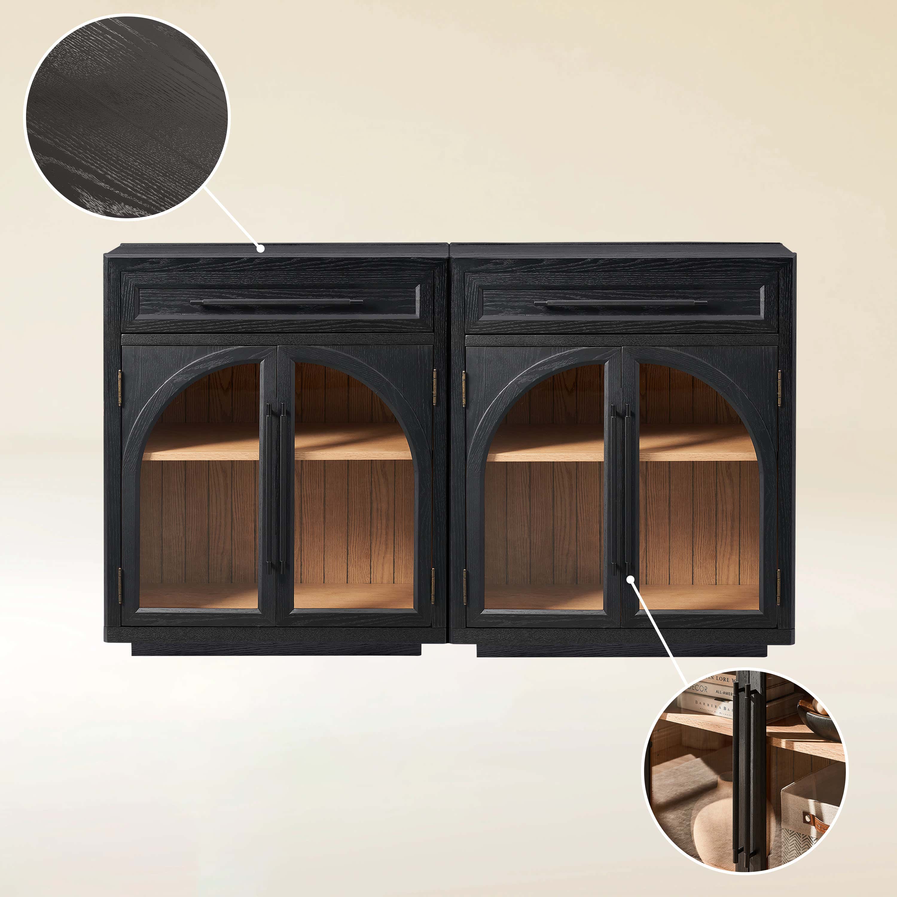 Alvar gewölbtes 64" Sideboard aus Eiche mit Schubladen (2er-Set)