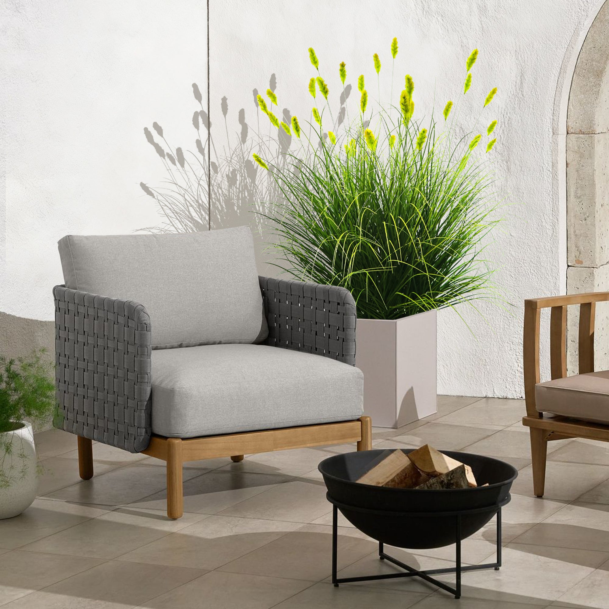 Artificial 36-Head Caterpillar with Curved-Straight Onion Grass Bonsai 43"H