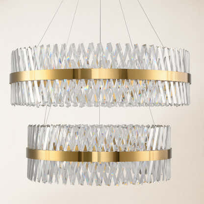 Vetro Prism Crystal 2-Tier Round Chandelier 40"D+32"D