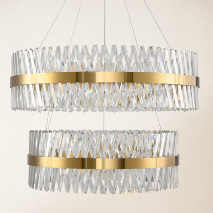 Vetro Prism Crystal 2-stufiger runder Kronleuchter 40"D+31,5"D