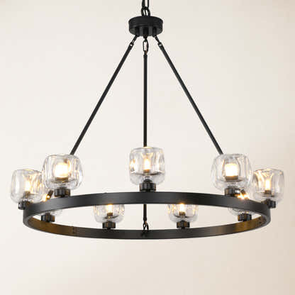 Vellum Round Chandelier 36"D#Finish_Black