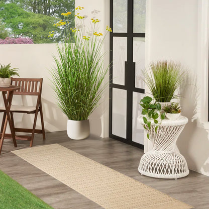 Artificial 11-Head Carrot Flower with Curved Onion Grass Bonsai 55"H