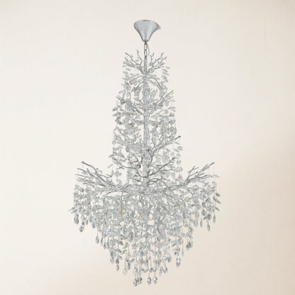 Frostleaf Kristall-Kaskaden-Kronleuchter für die große Treppe, 155 cm hoch