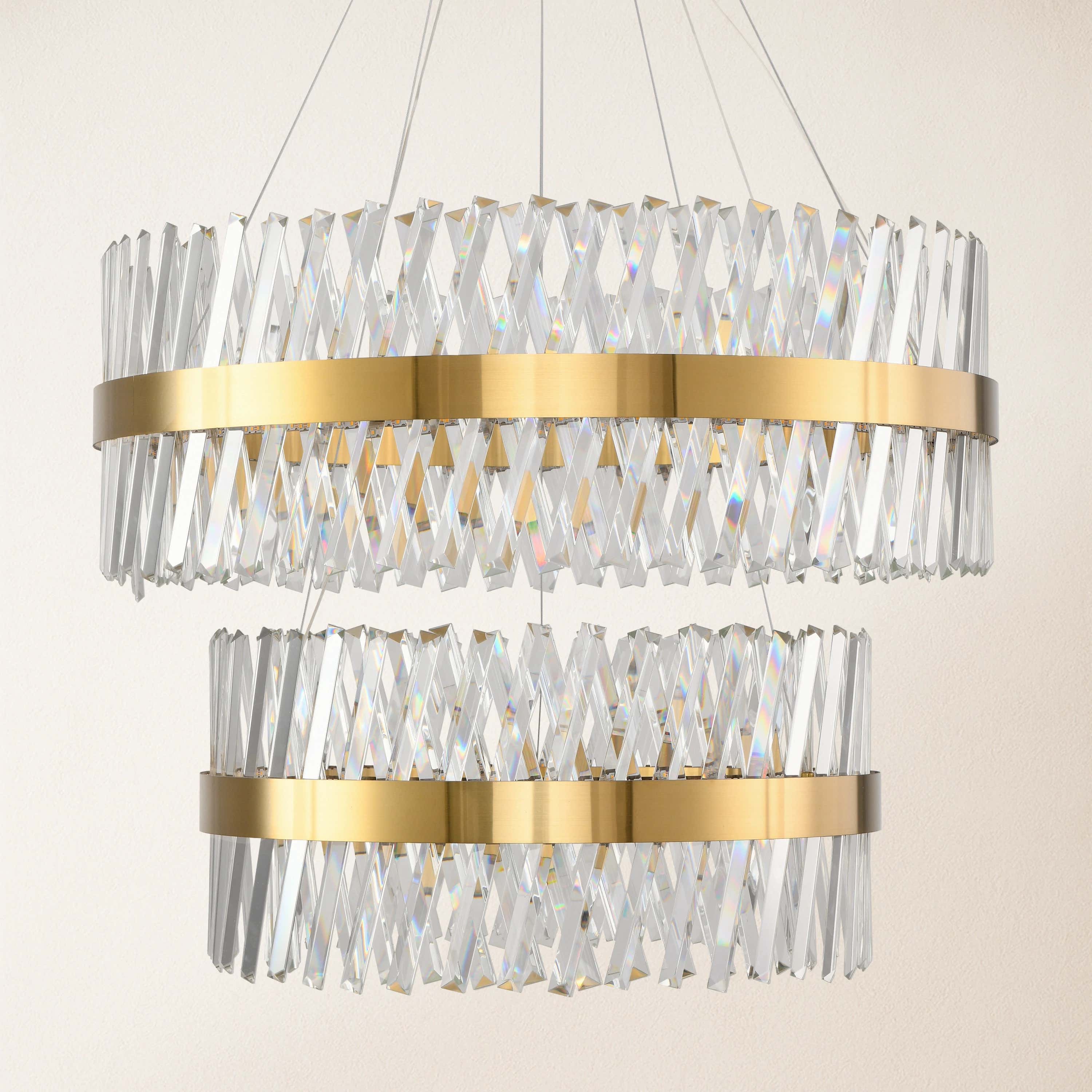 Vetro Prism Crystal 2-Tier Chandelier 32"D