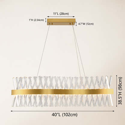 Vetro Prism Crystal Rectangular Chandelier 40"W