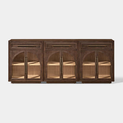 Alvar Arched 94.5" Oak Sideboard with Drawers(Set of 3)
