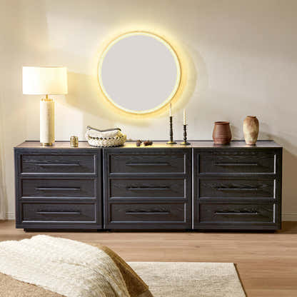 Alvar 94,5″ Eichenkommode mit 9 Schubladen (3er-Set)