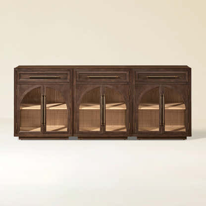 Alvar Arched 94.5" Oak Sideboard with Drawers(Set of 3)