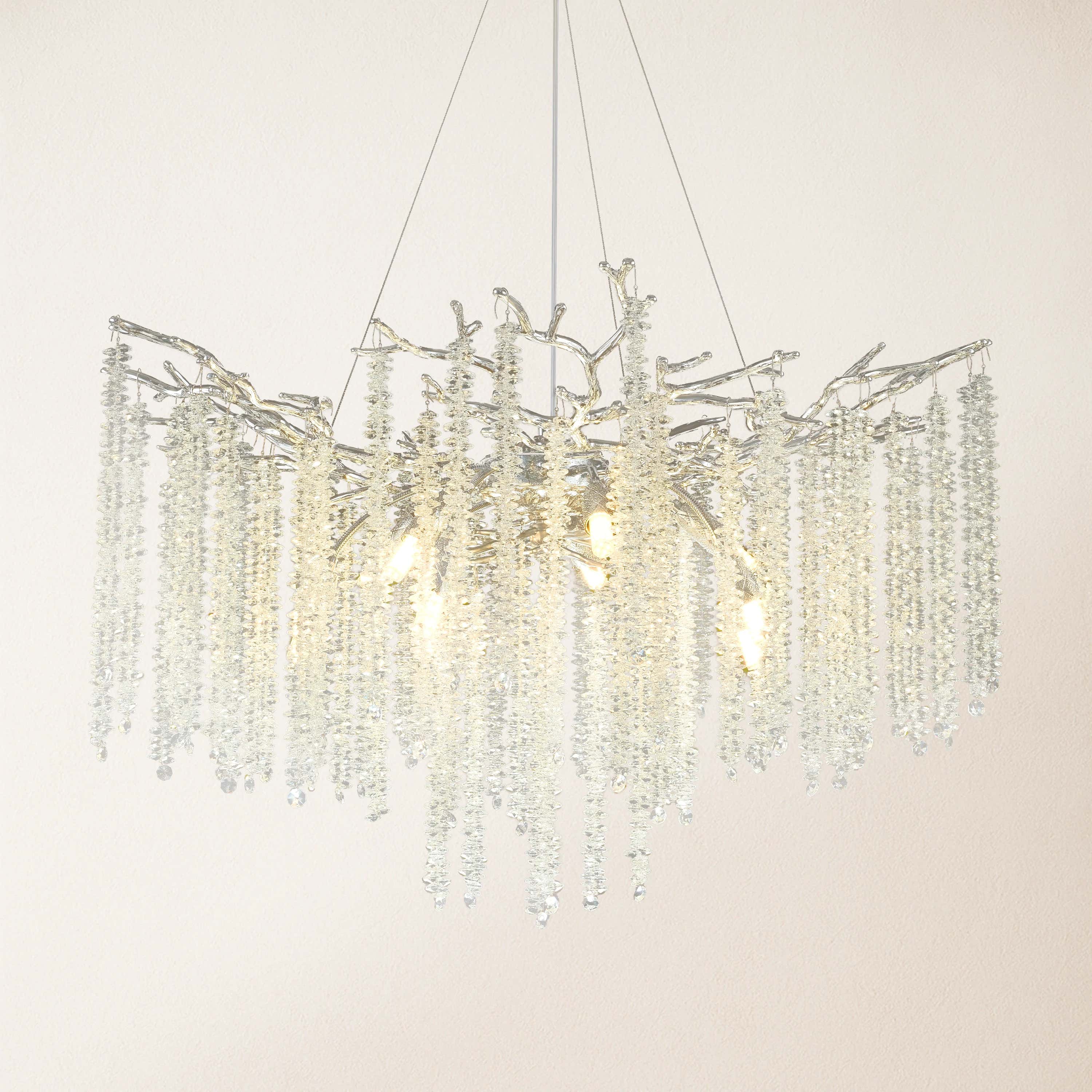 Snow Tree Branch Crystal Chandelier 30"D